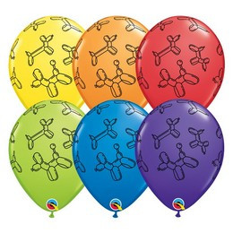 11 inch-es Lufikutya Mintás - Balloon Dogs Carnival Assortment Lufi (6 db/csomag)