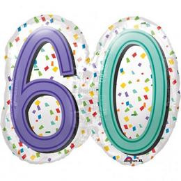 60-as Rainbow Birthday Szülinapi Számos Super Shape Fólia Lufi
