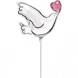 Wedding Doves - Szerelmes Galambok Esküvői Mini Shape Fólia Lufi 