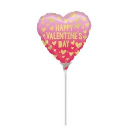9 inch-es Happy Valentine's Day Pink és Arany Szív Mintás Mini Shape Fólia Lufi
