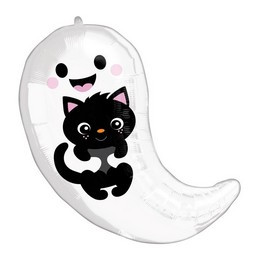 Szellem Fekete Cicával - Ghost & Kitty Cuties Fólia Fólia Lufi Halloween-re