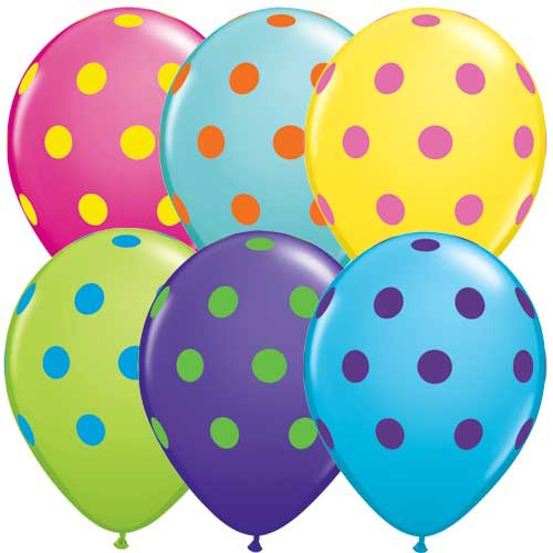 11 inch-es Big Polka Dots Colorful Special Assortment Lufi (6 db/csomag)
