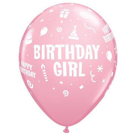 11 inch-es Birthday Girl Pink Szülinapi Lufi (6 db/csomag)