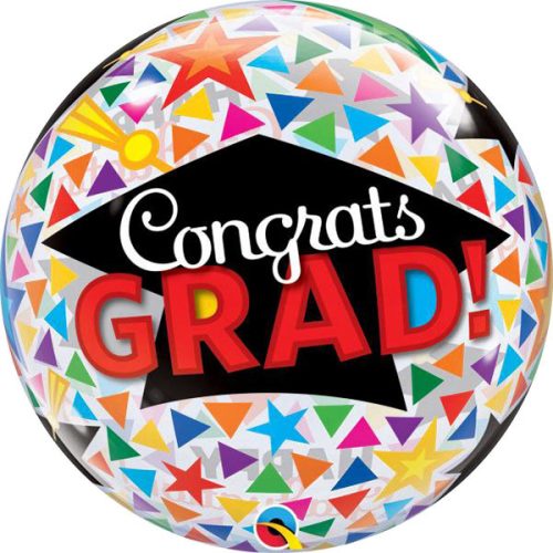 22 inch-es Congrats Grad Caps & Triangles Ballagási Bubbles Lufi