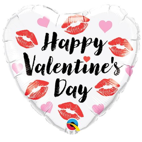 18 inch-es Happy Valentine's Day Kissey Lips Szív Fólia Lufi Valentin-napra
